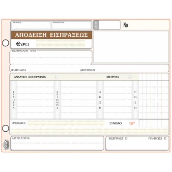 Απόδειξη Είσπραξης 229γ τριπλότυπη 13x18cm Typotrust με ανάλυση