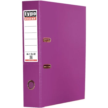 Κλασέρ Μωβ Typo 8x32cm Πλαστικό PP με μηχανισμό 2 κρίκων