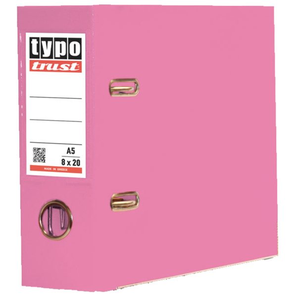 Κλασέρ Ροζ Typo 8x20cm Πλαστικό PP με μηχανισμό 2 κρίκων
