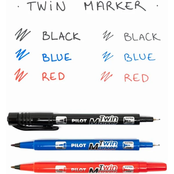 ΜΑΡΚΑΔΟΡΟΣ ΜΑΥΡΟΣ PILOT TWIN MARKER FINE + EXTRA FINE ΜΕ ΔΙΠΛΗ ΜΥΤΗ