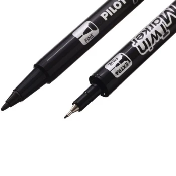 ΜΑΡΚΑΔΟΡΟΣ ΜΑΥΡΟΣ PILOT TWIN MARKER FINE + EXTRA FINE ΜΕ ΔΙΠΛΗ ΜΥΤΗ