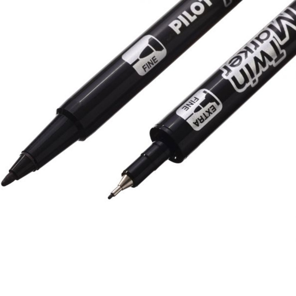 ΜΑΡΚΑΔΟΡΟΣ ΜΑΥΡΟΣ PILOT TWIN MARKER FINE + EXTRA FINE ΜΕ ΔΙΠΛΗ ΜΥΤΗ