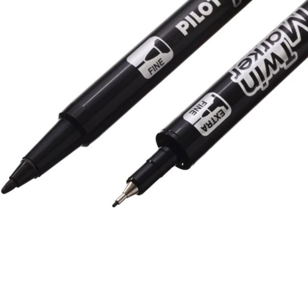 ΜΑΡΚΑΔΟΡΟΣ ΜΑΥΡΟΣ PILOT TWIN MARKER FINE + EXTRA FINE ΜΕ ΔΙΠΛΗ ΜΥΤΗ
