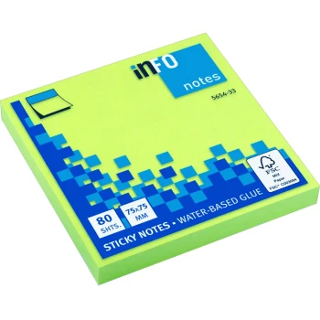 Info-Notes 75x75mm Πράσινα Αυτοκόλλητα σημειώσεων 80 φύλλα 5654-34