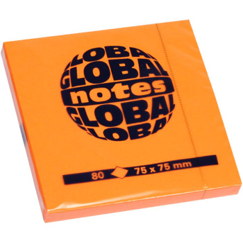 GLOBAL NOTES 80 ΦΥΛΛΑ ΠΟΡΤΟΚΑΛΙ ΑΥΤΟΚΟΛΛΗΤΑ 75X75mm