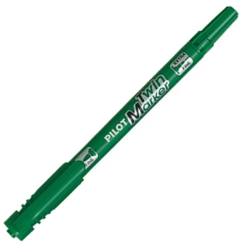 ΜΑΡΚΑΔΟΡΟΣ ΠΡΑΣΙΝΟΣ PILOT TWIN MARKER FINE + EXTRA FINE ΜΕ ΔΙΠΛΗ ΜΥΤΗ