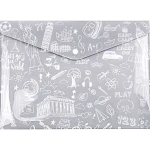 Φάκελος Α4 Doodle Bag Γκρι Typotrust 33x23.2cm με κουμπί FP25404-12