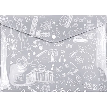 ΦΑΚΕΛΟΣ ΜΕ ΚΟΥΜΠΙ Α4 ΓΚΡΙ DOODLE BAG 33x23.2cm TYPOTRUST FP25404-12