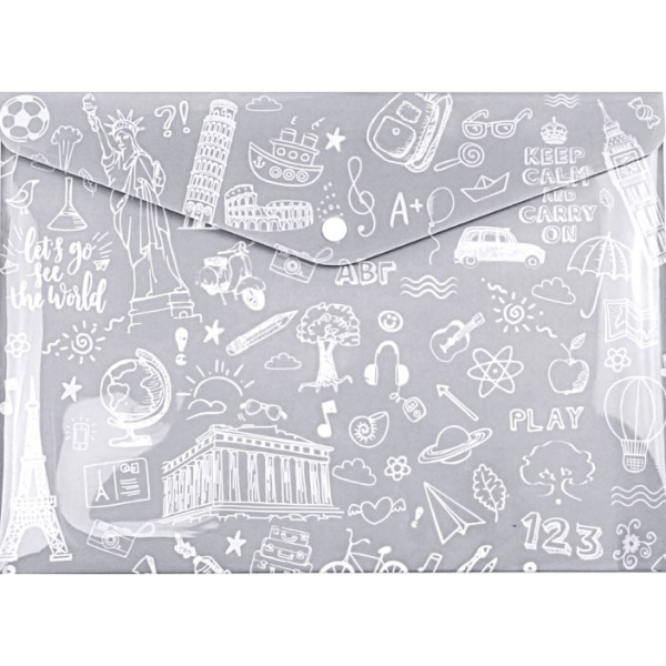 ΦΑΚΕΛΟΣ ΜΕ ΚΟΥΜΠΙ Α4 ΓΚΡΙ DOODLE BAG 33x23.2cm TYPOTRUST FP25404-12