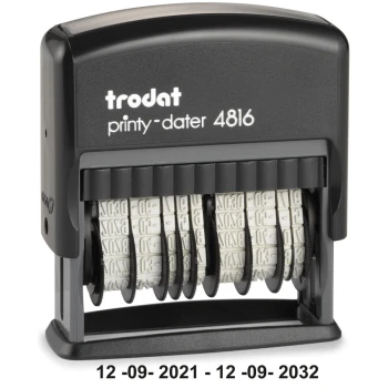 TRODAT PRINTY DATER 4816ΜΑ ΔΙΠΛΗΣ ΗΜΕΡΟΜΗΝΙΑΣ ΣΦΡΑΓΙΔΑ ΜΕ ΑΡΙΘΜΟΥΣ 3.8mm