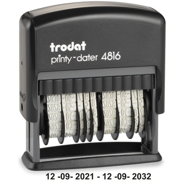TRODAT PRINTY DATER 4816ΜΑ ΔΙΠΛΗΣ ΗΜΕΡΟΜΗΝΙΑΣ ΣΦΡΑΓΙΔΑ ΜΕ ΑΡΙΘΜΟΥΣ 3.8mm