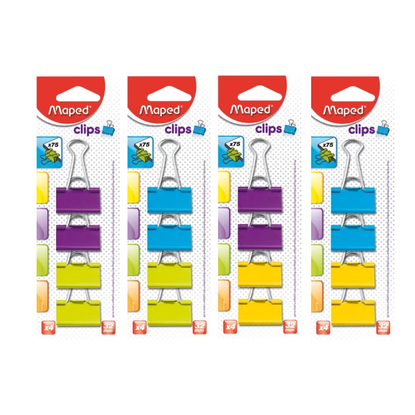 Maped Blister 4 πιάστρες χρωματιστές 32mm 036100