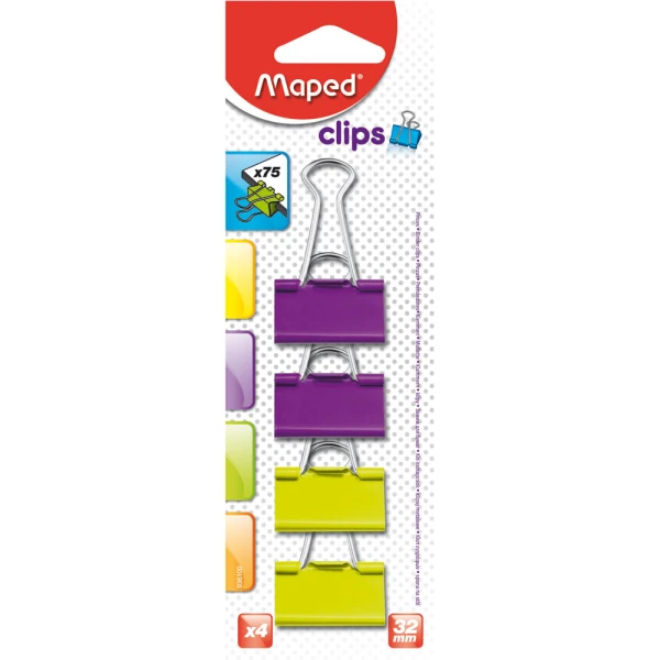 Maped Blister 4 πιάστρες χρωματιστές 32mm 036100