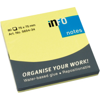 Info Notes Αυτοκόλλητα Κίτρινα Σημειώσεων 75x75mm (80Φ) 5654-34