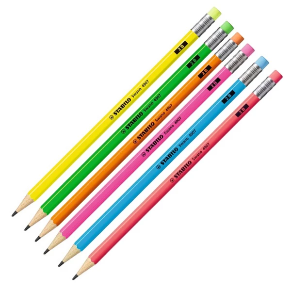 Μολύβι Stabilo 2B Swano Neon με γόμα 4907