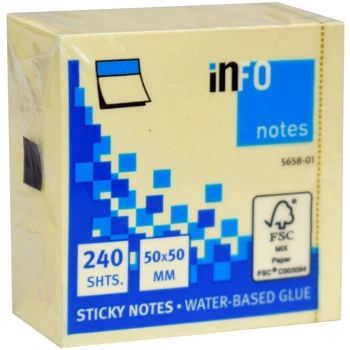 Info-notes Κίτρινος 50x50mm Κύβος 240 φύλλα Mini Αυτοκόλλητα