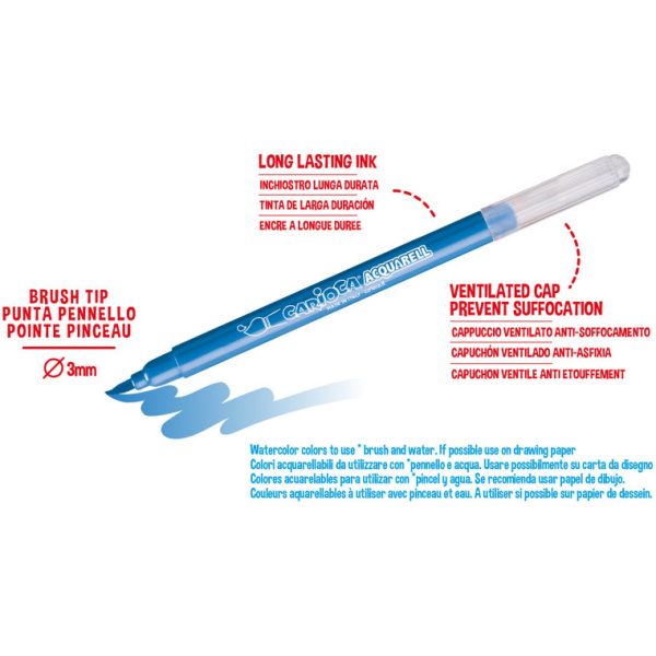 Carioca Μαρκαδόροι Ζωγραφικής Acquarell Brush Tip 12 Χρώματα Λεπτοί