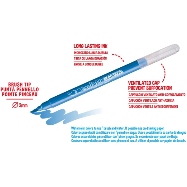 Carioca Μαρκαδόροι Ζωγραφικής Acquarell Brush Tip 12 Χρώματα Λεπτοί