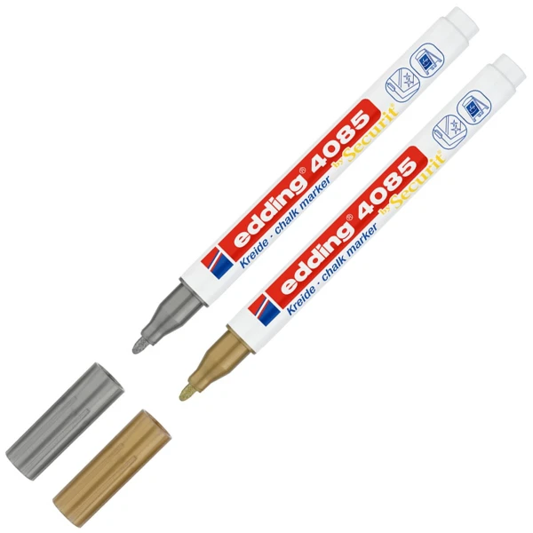 Edding 4085 Μαρκαδόροι Κιμωλίας Χρυσό - Ασημί Blister