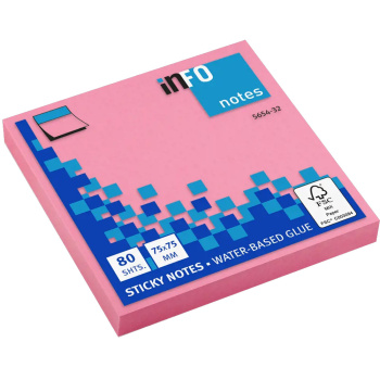 Info-Notes 75x75cm Ροζ Αυτοκόλλητα σημειώσεων 80 φύλλα 5654-32