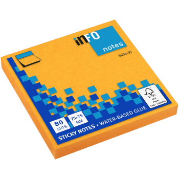 Info-Notes 75x75mm Πορτοκαλί Αυτοκόλλητα σημειώσεων 80 φύλλα 5654-35