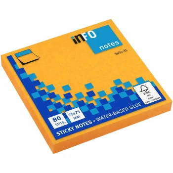 Info-Notes 75x75mm Πορτοκαλί Αυτοκόλλητα σημειώσεων 80 φύλλα 5654-35