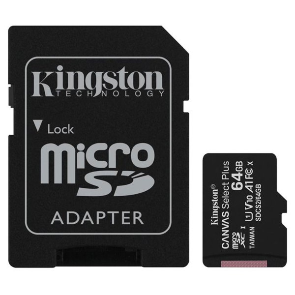 Kingston Micro Secure Digital 64GB Microsdxc Canvas Select +SD Adapter