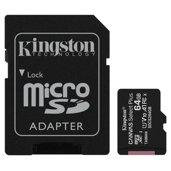 Kingston Micro Secure Digital 64GB Microsdxc Canvas Select +SD Adapter