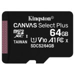Kingston Micro Secure Digital 64GB Microsdxc Canvas Select +SD Adapter