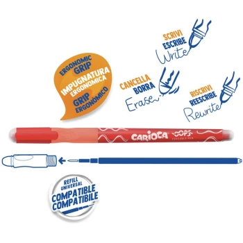 Στυλό Carioca Oops Erasable 43040 Κόκκινο 0.7mm που σβήνει