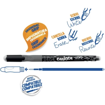 Στυλό Carioca Oops Erasable 43040 Μαύρο 0.7mm που σβήνει
