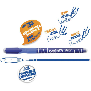 Στυλό Carioca Oops Erasable 43040 Μπλε 0.7mm που σβήνει