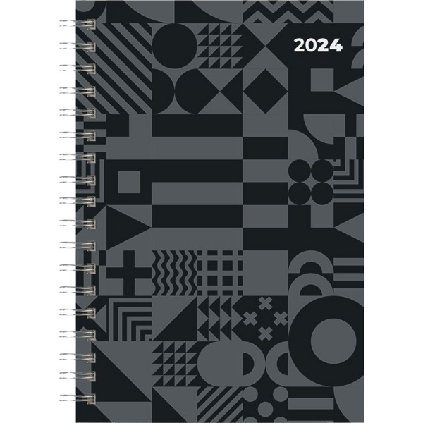 Ημερολόγιο 2024 Σπιράλ 17x24 Μαύρο Ημερήσιο The Writing Fields