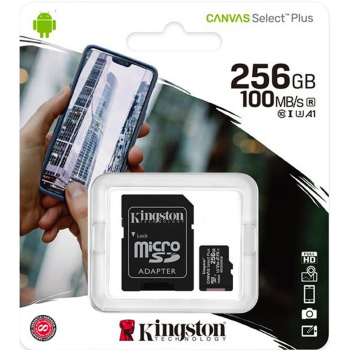 Kingston Micro Secure Digital 256GB Microsdxc Canvas Select 80R +SD Adapter