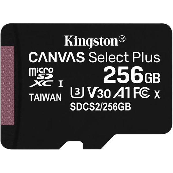 Kingston Micro Secure Digital 256GB Microsdxc Canvas Select 80R +SD Adapter