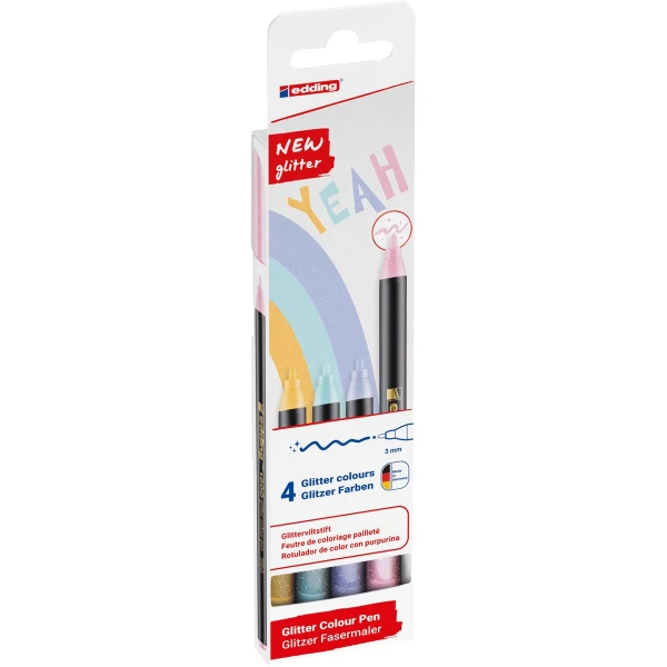 Μαρκαδόροι Edding 1200 glitter Set 4 χρώματα Pastel