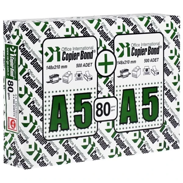 Χαρτί Α5 Copier Bond 80gr Λευκό 148.5x210mm πακέτο 1000 φύλλα (μισό του Α4)