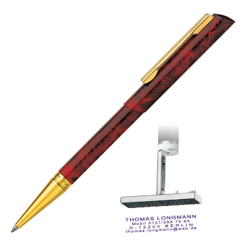 Στυλό Heri Pen Diagonal Graffiti Red 3089 με σφραγίδα