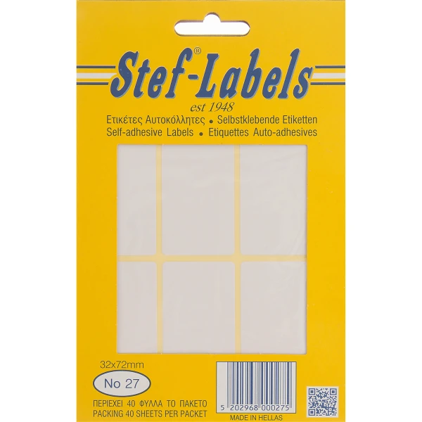 Ετικέτες Αυτοκόλλητες No27 Stef-Labels 32x72mm