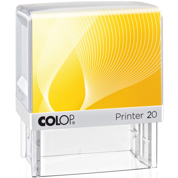 Σφραγίδα Colop G7 New Printer 20 Αυτομελανώμενη Λευκή με κίτρινη ετικέτα, για κατασκευή σφραγίδας έως 3ων γραμμών κειμένου.