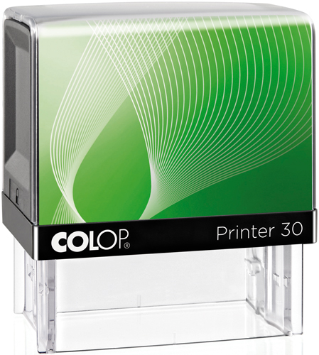 Σφραγίδα Colop G7 New Printer 30 Αυτομελανώμενη Μαύρη με πράσινη ετικέτα για κατασκευή σφραγίδας έως 5 γραμμών κειμένου.