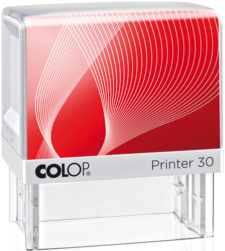 Σφραγίδα Colop G7 New Printer 30 Αυτομελανώμενη Λευκή με κόκκινη ετικέτα για κατασκευή σφραγίδας έως 4ων γραμμών κειμένου.