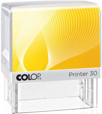 Σφραγίδα Colop G7 New Printer 30 Αυτομελανώμενη Λευκή με κίτρινη ετικέτα για κατασκευή σφραγίδας έως 5 γραμμών κειμένου.
