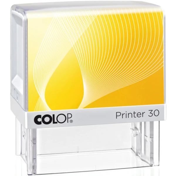 Σφραγίδα Colop G7 New Printer 30 Αυτομελανώμενη Λευκή με κίτρινη ετικέτα για κατασκευή σφραγίδας έως 5 γραμμών κειμένου.
