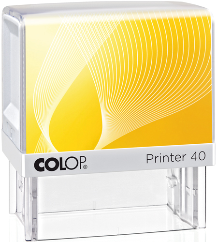 Σφραγίδα Colop G7 New Printer 40 Αυτομελανώμενη Λευκή με κίτρινη ετικέτα για κατασκευή σφραγίδας έως 6 γραμμών κειμένου.