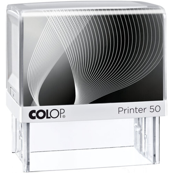 Σφραγίδα Colop G7 New Printer 50 Αυτομελανώμενη Λευκή με Μαύρη ετικέτα για κατασκευή σφραγίδας έως 8 γραμμών κειμένου.