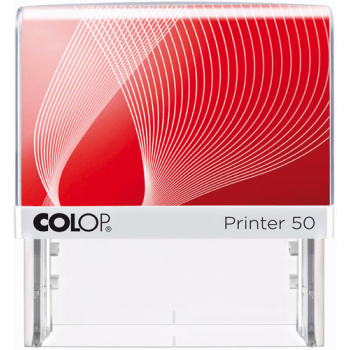 Σφραγίδα Colop G7 New Printer 50 Αυτομελανώμενη Λευκή με Κόκκινη ετικέτα για κατασκευή σφραγίδας έως 8 γραμμών κειμένου.
