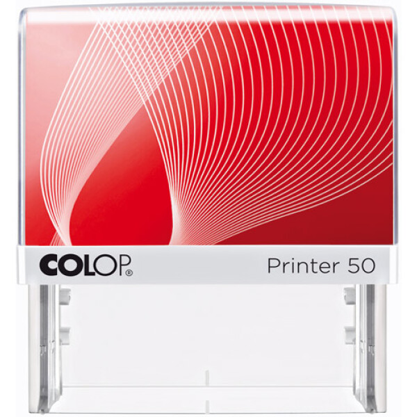 Σφραγίδα Colop G7 New Printer 50 Αυτομελανώμενη Λευκή με Κόκκινη ετικέτα για κατασκευή σφραγίδας έως 8 γραμμών κειμένου.