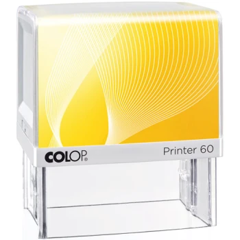 Σφραγίδα Colop G7 New Printer 60 Αυτομελανώμενη Λευκή με Κίτρινη ετικέτα για κατασκευή σφραγίδας έως 10 γραμμών κειμένου.