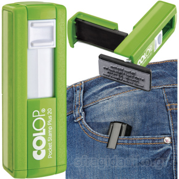 Σφραγίδα Colop Pocket Stamp Plus 20 Τσέπης Πράσινη για κατασκευή σφραγίδας έως 3ων γραμμών κειμένου.